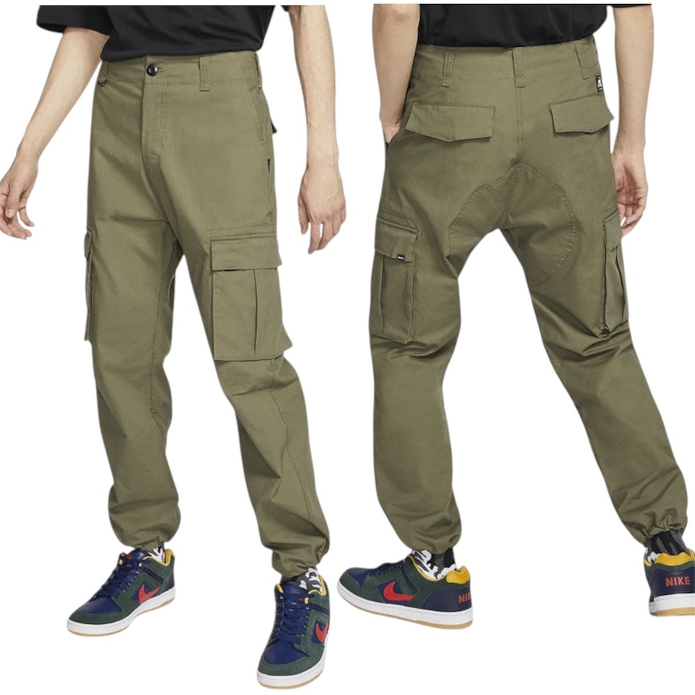 Nike SB Flex Cargo Pants Olive Green Ripstop Skateboarding AT3494-222 Mens 32 - Picture 3 of 16
